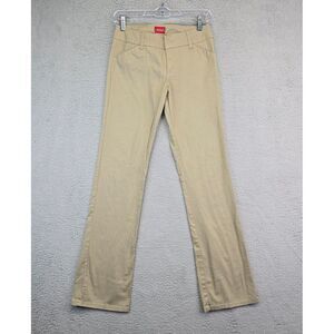 Dickes Pants Junior 3 Khaki Flared Leg Mid Rise Regular Fit Stretch Y2K 90 Retro